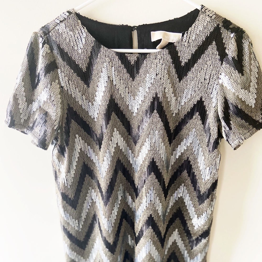Michael Kors Chevron Sequin Short Sleeve Dress 4